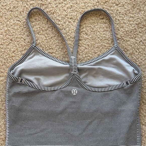 Lululemon Power Y Tank Top Tonka Stripe Black Heathered Medium Grey 4 - Picture 8 of 10